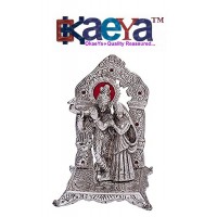 OkaeYa Silver Finish Radha Krishna God Idol With Beautiful Red Velvet Box Exclusive Gifts For Diwali Gift, House Warming, Wedding Gift, Anniversary Gift